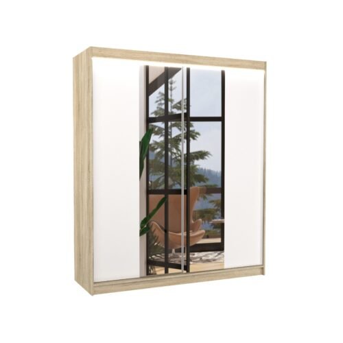 Sliding wardrobe with mirror and LED lighting BALANCE 180 Sonoma/White ADRK