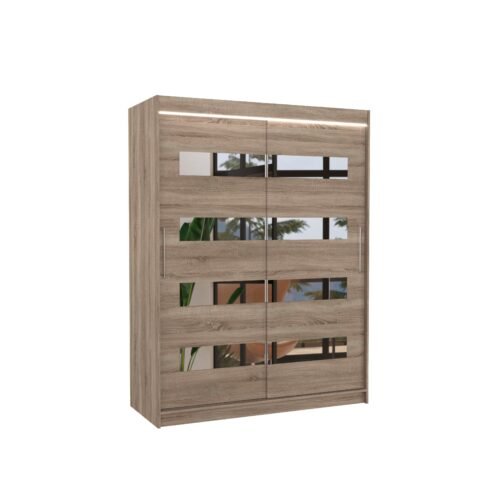Sliding wardrobe with mirror and LED lighting BALTIC 150 Truffle ADRK
