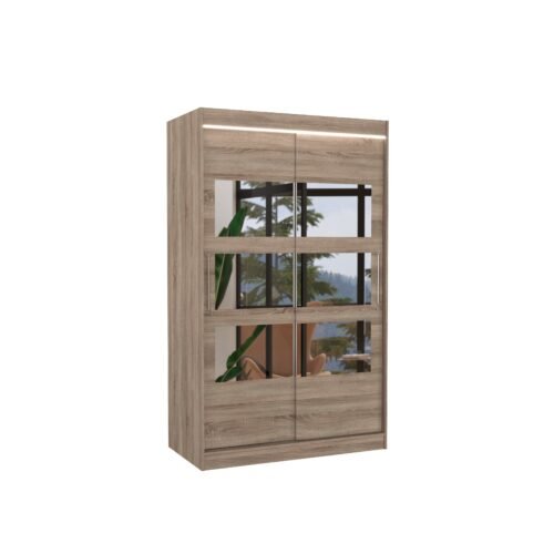 Sliding wardrobe with mirror and LED lighting KOLORADO 120 Truffle ADRK