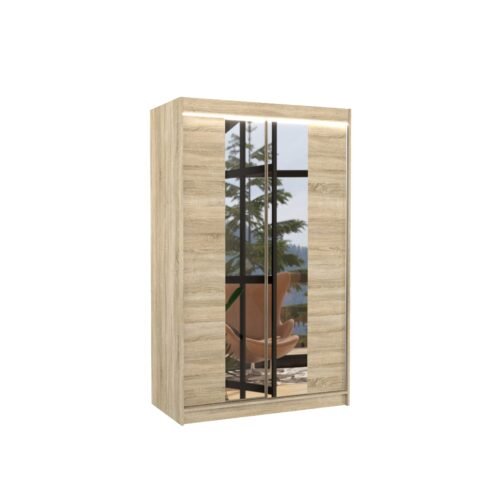 Sliding wardrobe with mirror and LED lighting MARVIN 120 Sonoma ADRK