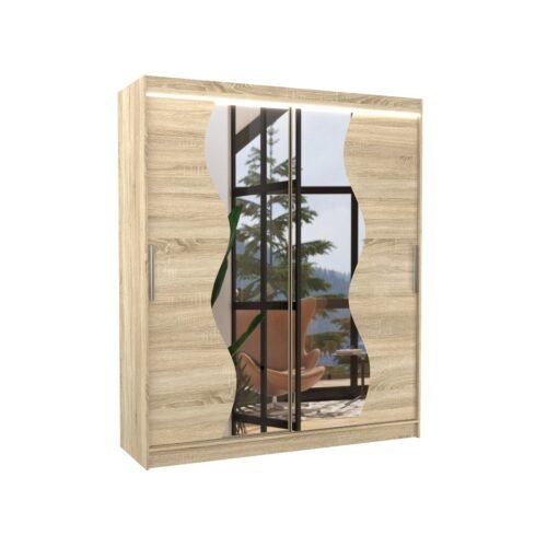 Sliding wardrobe with mirror and LED lighting MEDISON 180 Sonoma ADRK