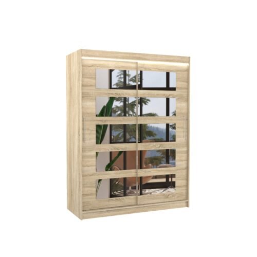 Sliding wardrobe with mirror and LED lighting MURANI 150 Sonoma ADRK