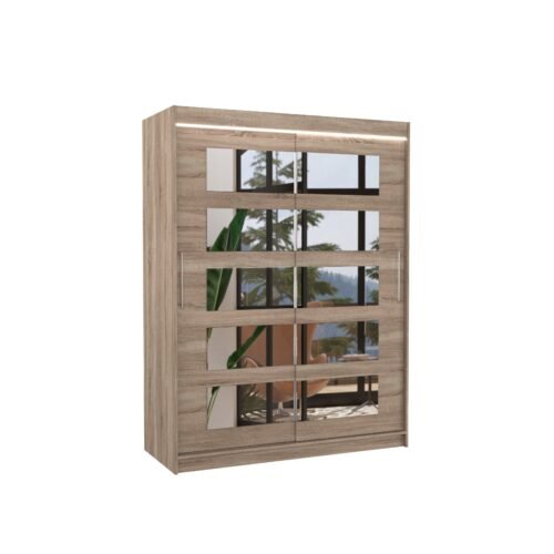 Sliding wardrobe with mirror and LED lighting MURANI 150 Truffle ADRK