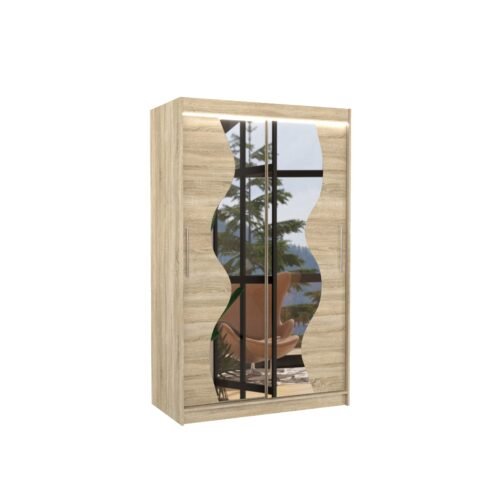 Sliding wardrobe with mirror and LED lighting OSWALD 120 Sonoma ADRK