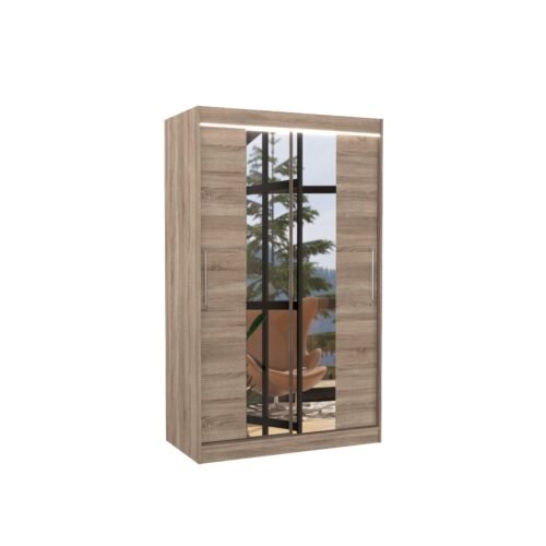 Sliding wardrobe with mirror and LED lighting SANTOS 120 Truffle ADRK