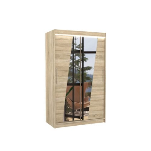 Sliding wardrobe with mirror and LED lighting TEXAS 120 Sonoma ADRK