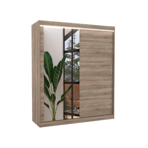 Sliding wardrobe with mirror and LED lighting TOM 180 ADRK Truffles