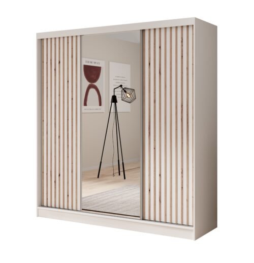 Ida 200 sliding wardrobe with mirror, white, ADRK