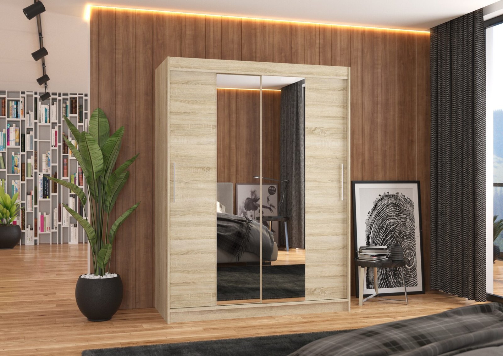 INESS 150 Sonoma ADRK sliding wardrobe with mirror - Image 3