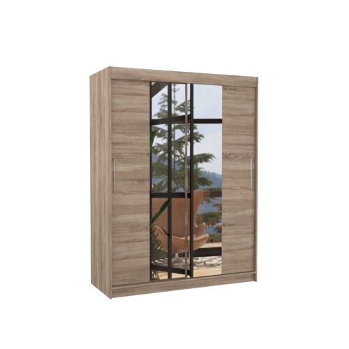 INESS 150 Truffle ADRK sliding wardrobe with mirror