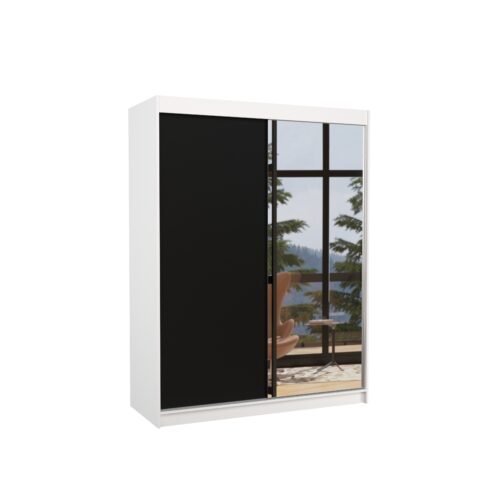 Sliding wardrobe with mirror JORDI 150 white/black ADRK