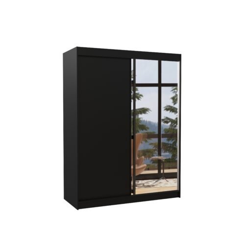 Sliding wardrobe with mirror JORDI 150 black ADRK