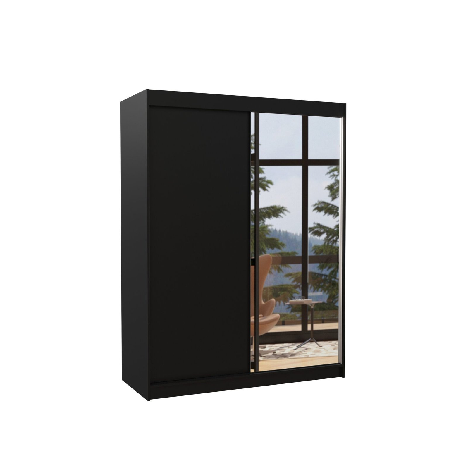 Sliding wardrobe with mirror JORDI 150 black ADRK