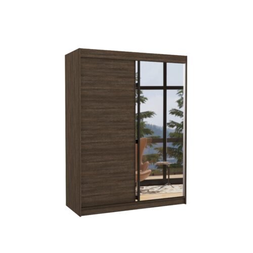 Sliding wardrobe with mirror JORDI 150 chocolate color ADRK