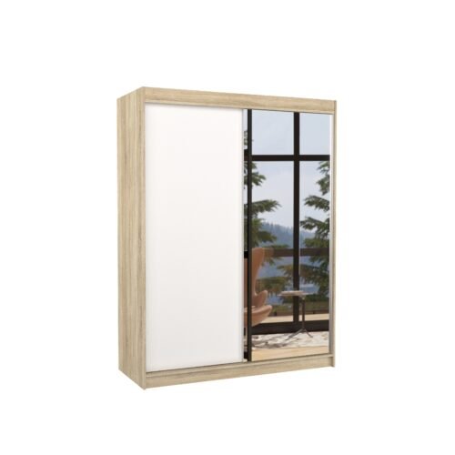 JORDI 150 Sonoma/White ADRK sliding wardrobe with mirror