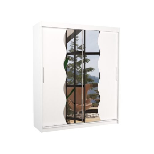 Sliding wardrobe with mirror KANSAS 180 white ADRK