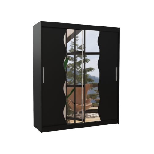 Sliding wardrobe with mirror KANSAS 180 black ADRK