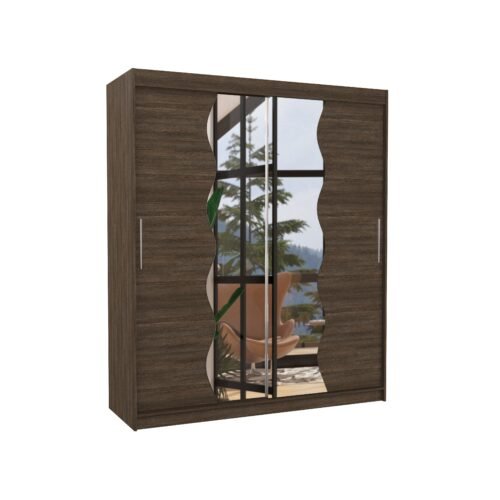 Sliding wardrobe with mirror KANSAS 180 chocolate color ADRK