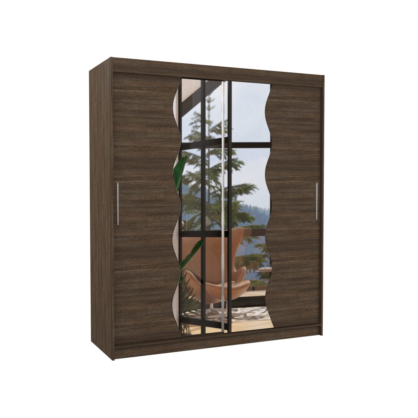 Sliding wardrobe with mirror KANSAS 180 chocolate color ADRK