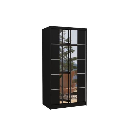 Sliding wardrobe with mirror KSAWER 100 black ADRK