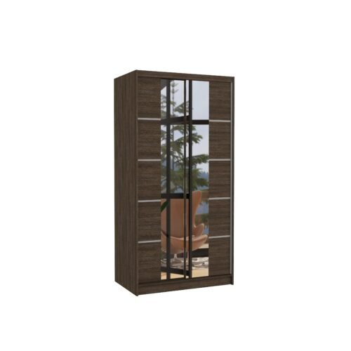 Sliding wardrobe with mirror KSAWER 100 chocolate color ADRK