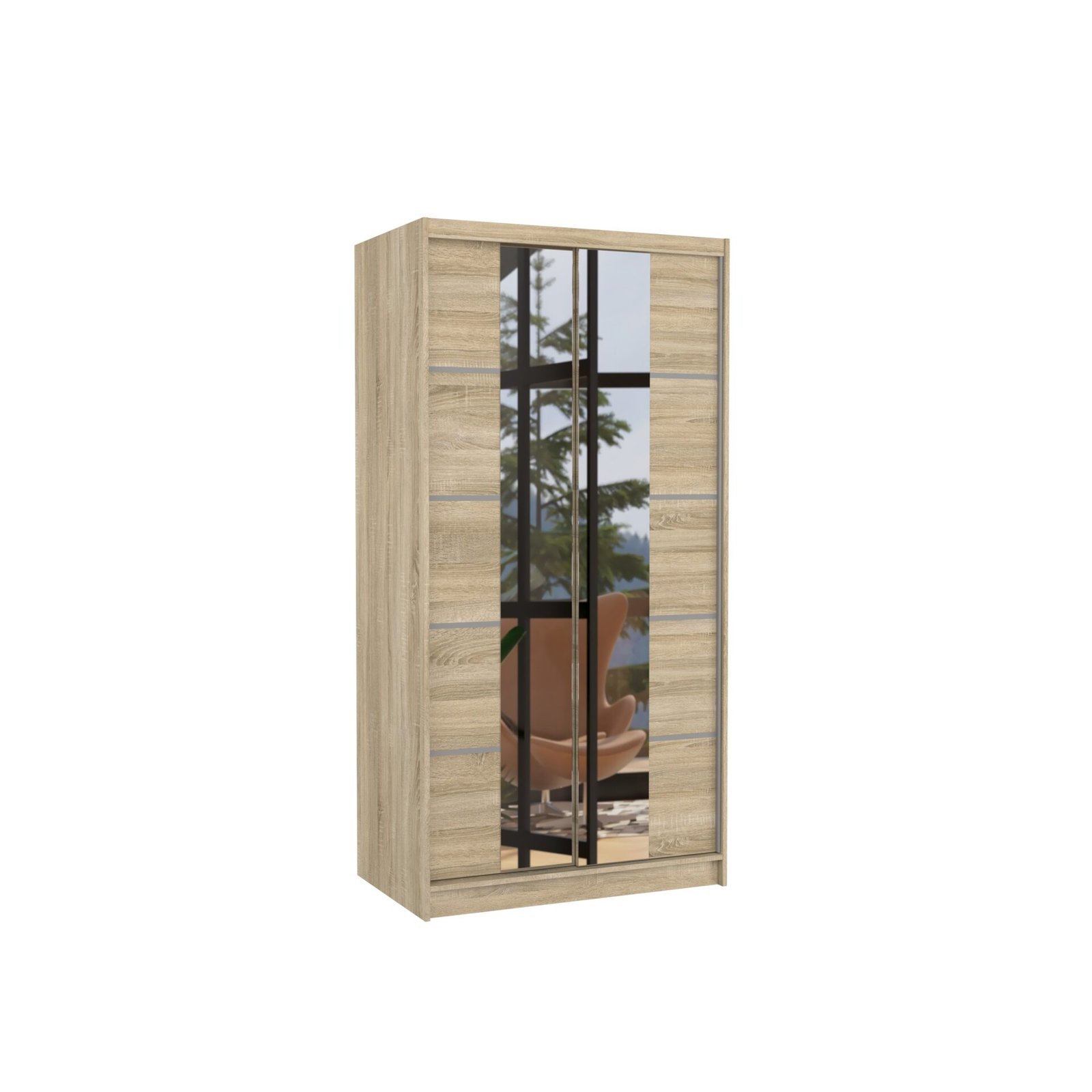 Sliding wardrobe with mirror KSAWER 100 Sonoma ADRK