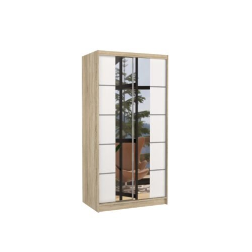 Sliding wardrobe with mirror KSAWER 100 Sonoma/White ADRK