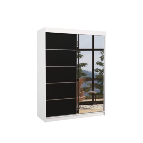 Sliding wardrobe with mirror LIMBO 150 white/black ADRK