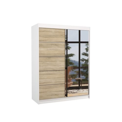 Sliding wardrobe with mirror LIMBO 150 white/Sonoma ADRK