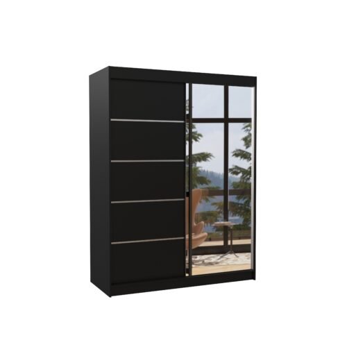 Sliding wardrobe with mirror LIMBO 150 black ADRK