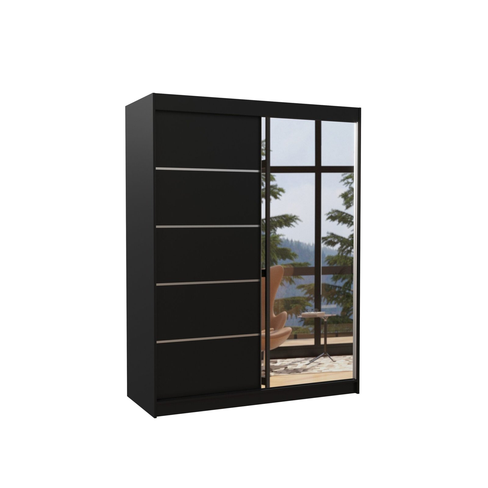 Sliding wardrobe with mirror LIMBO 150 black ADRK