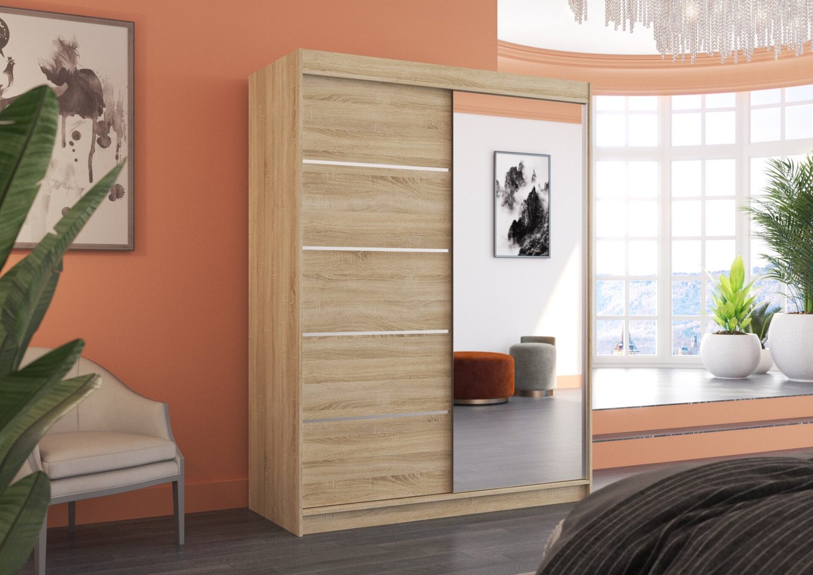 Sliding wardrobe with mirror LIMBO 150 Sonoma ADRK - Image 3