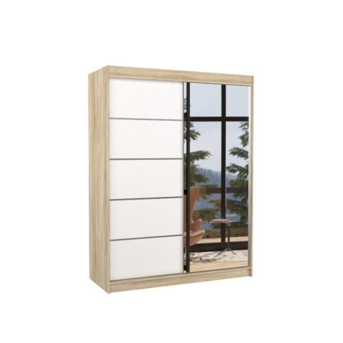 Sliding wardrobe with mirror LIMBO 150 Sonoma/White ADRK