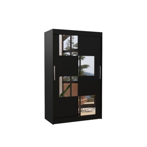 Sliding wardrobe with mirror LUGANO 120 black ADRK