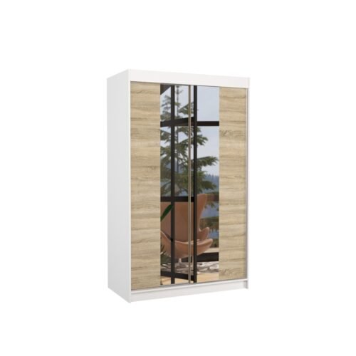 Sliding wardrobe with mirror MARVIN 120 white/Sonoma ADRK