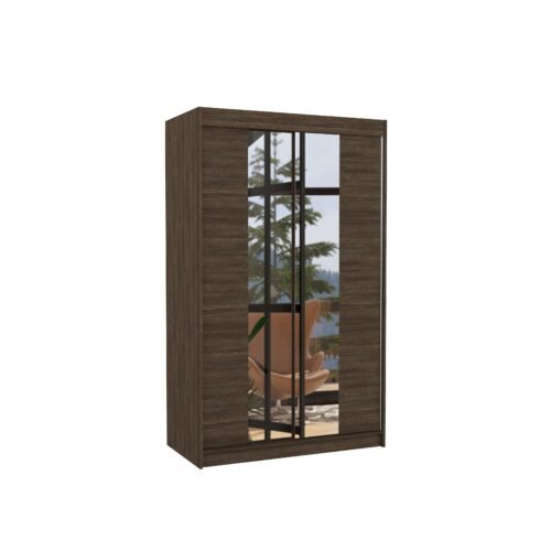 Sliding wardrobe with mirror MARVIN 120 chocolate color ADRK