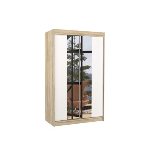Sliding wardrobe with mirror MARVIN 120 Sonoma/White ADRK