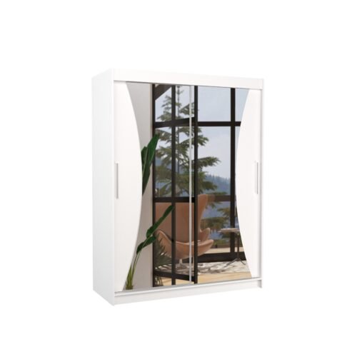Sliding wardrobe with mirror MAX 150 white ADRK