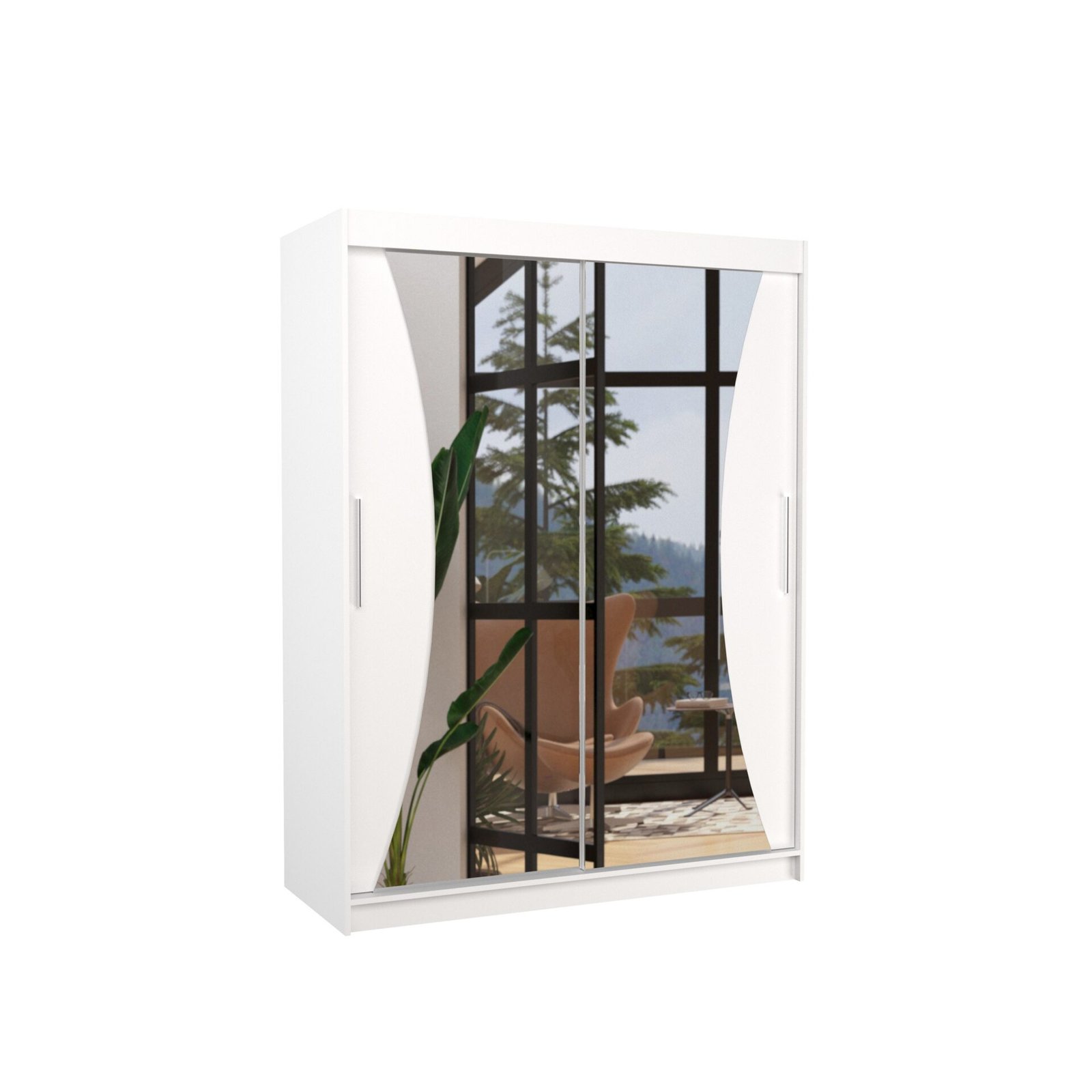 Sliding wardrobe with mirror MAX 150 white ADRK