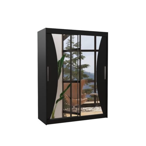 Sliding wardrobe with mirror MAX 150 black ADRK