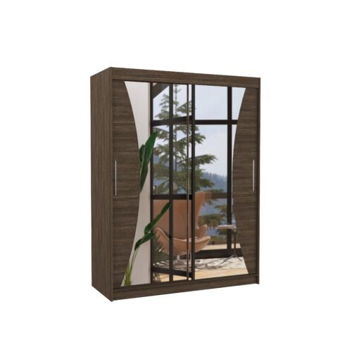 Sliding wardrobe with mirror MAX 150 chocolate color ADRK