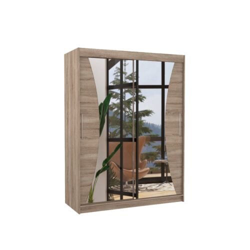 Sliding wardrobe with mirror MAX 150 Truffle ADRK