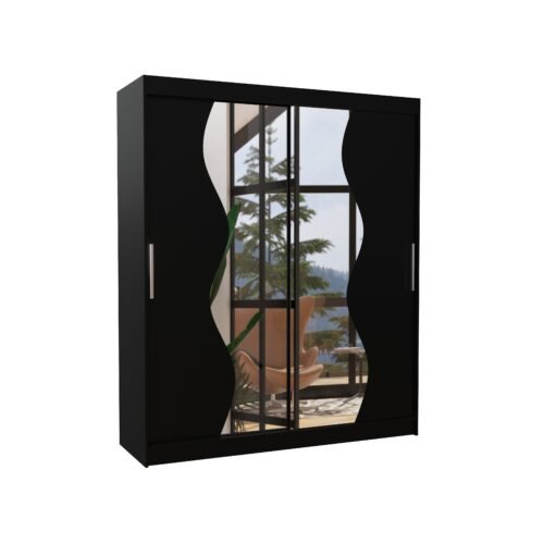 Sliding wardrobe with mirror MEDISON 180 black ADRK