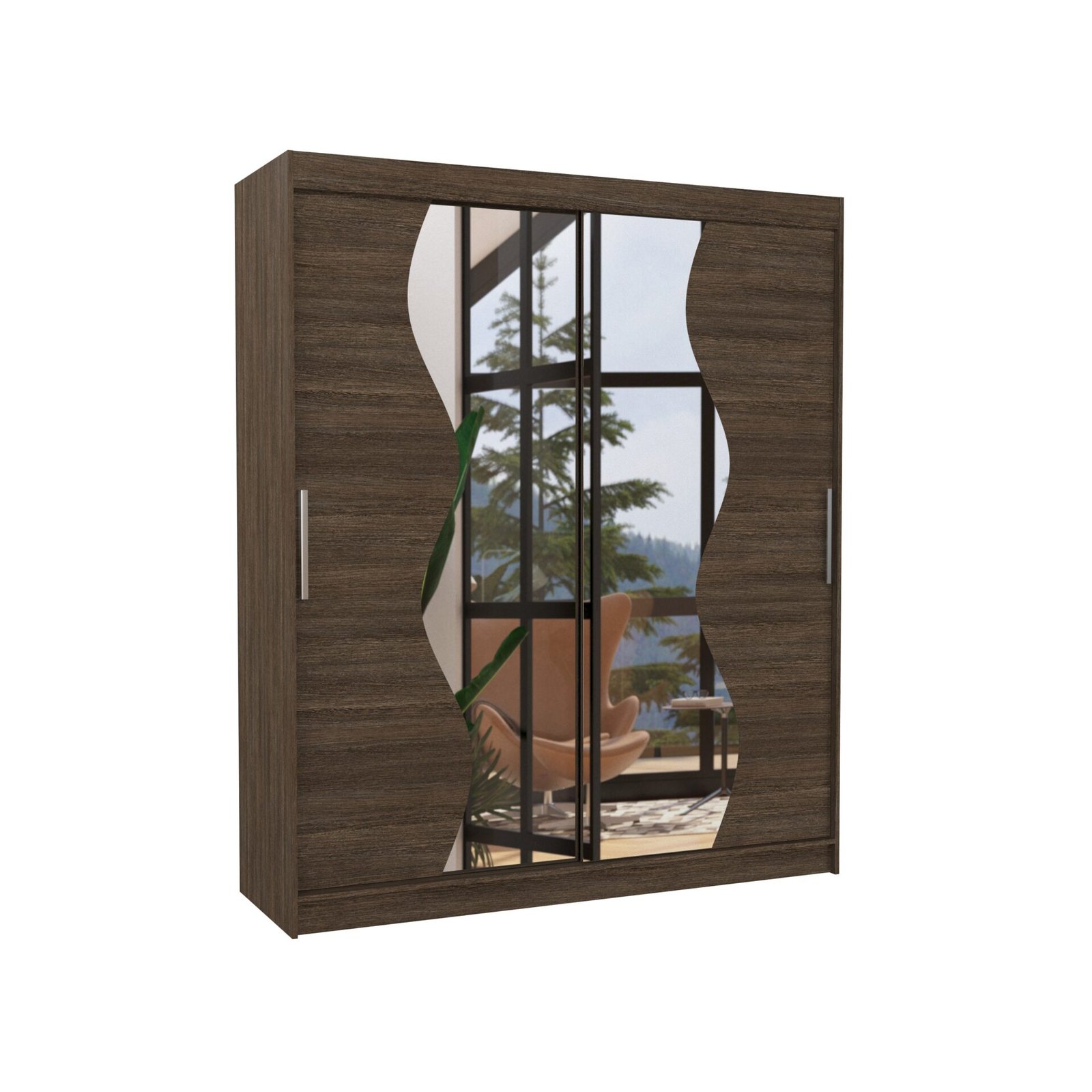 MEDISON 180 chocolate color ADRK sliding wardrobe with mirror