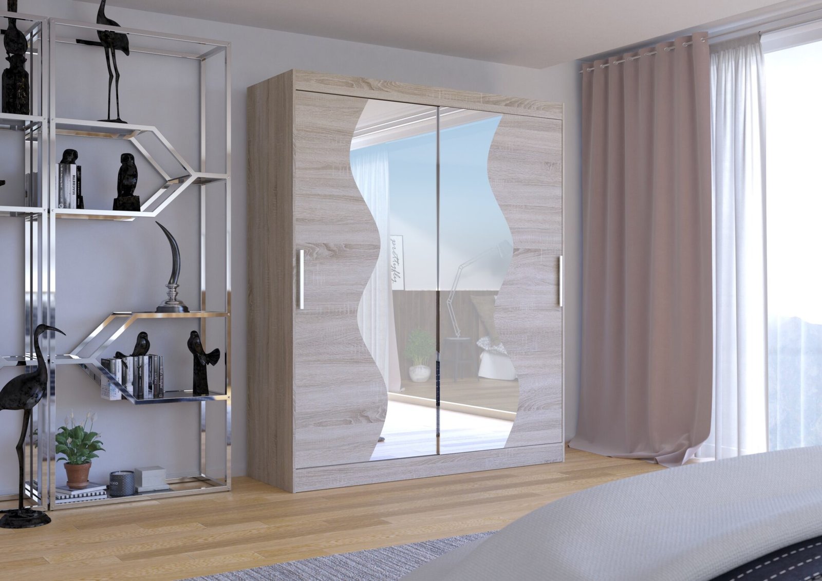 Sliding wardrobe with mirror MEDISON 180 Sonoma ADRK - Image 2