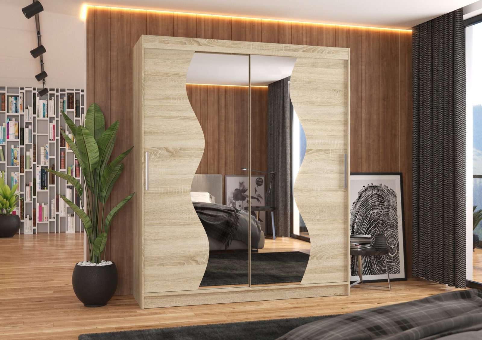 Sliding wardrobe with mirror MEDISON 180 Sonoma ADRK - Image 3