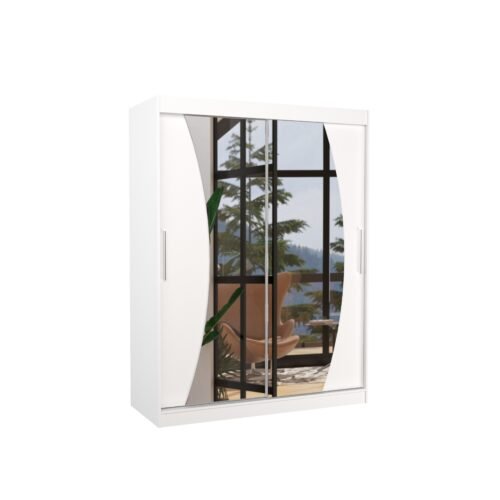 Sliding wardrobe with mirror MODESTO 150 white ADRK