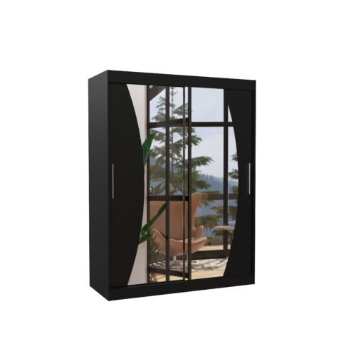 Sliding wardrobe with mirror MODESTO 150 black ADRK