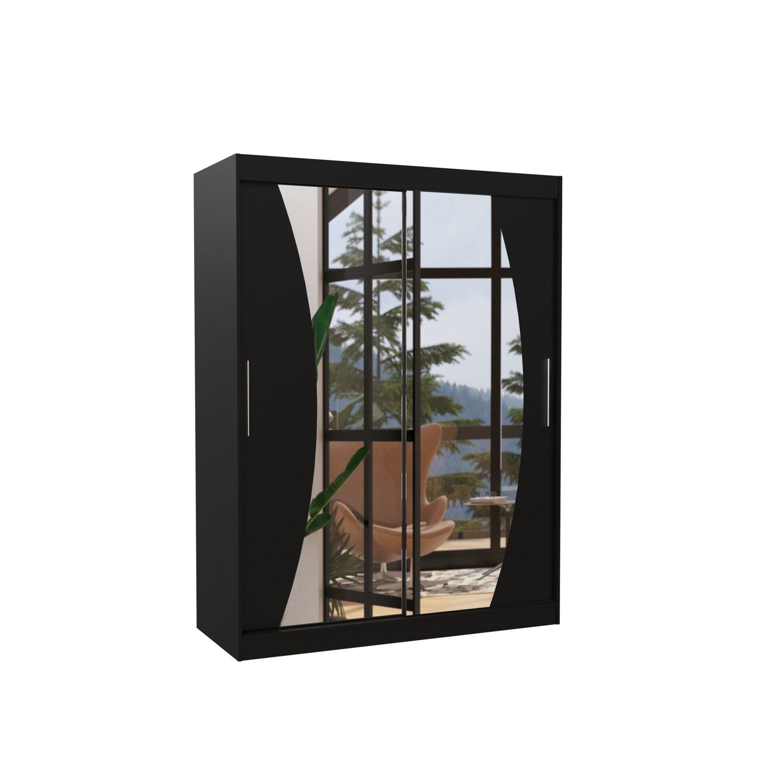 Sliding wardrobe with mirror MODESTO 150 black ADRK