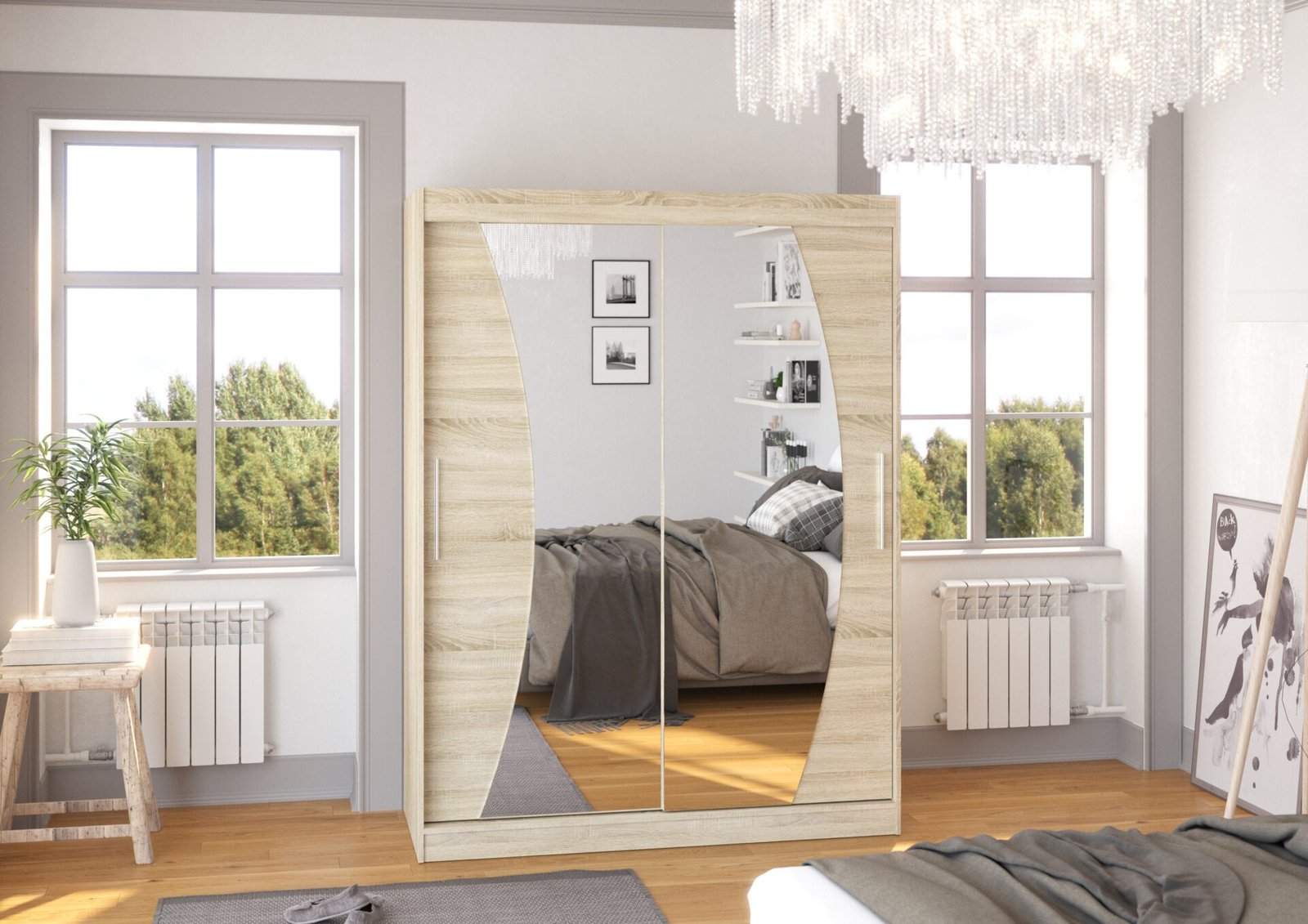 Sliding wardrobe with mirror MODESTO 150 Sonoma ADRK - Image 3